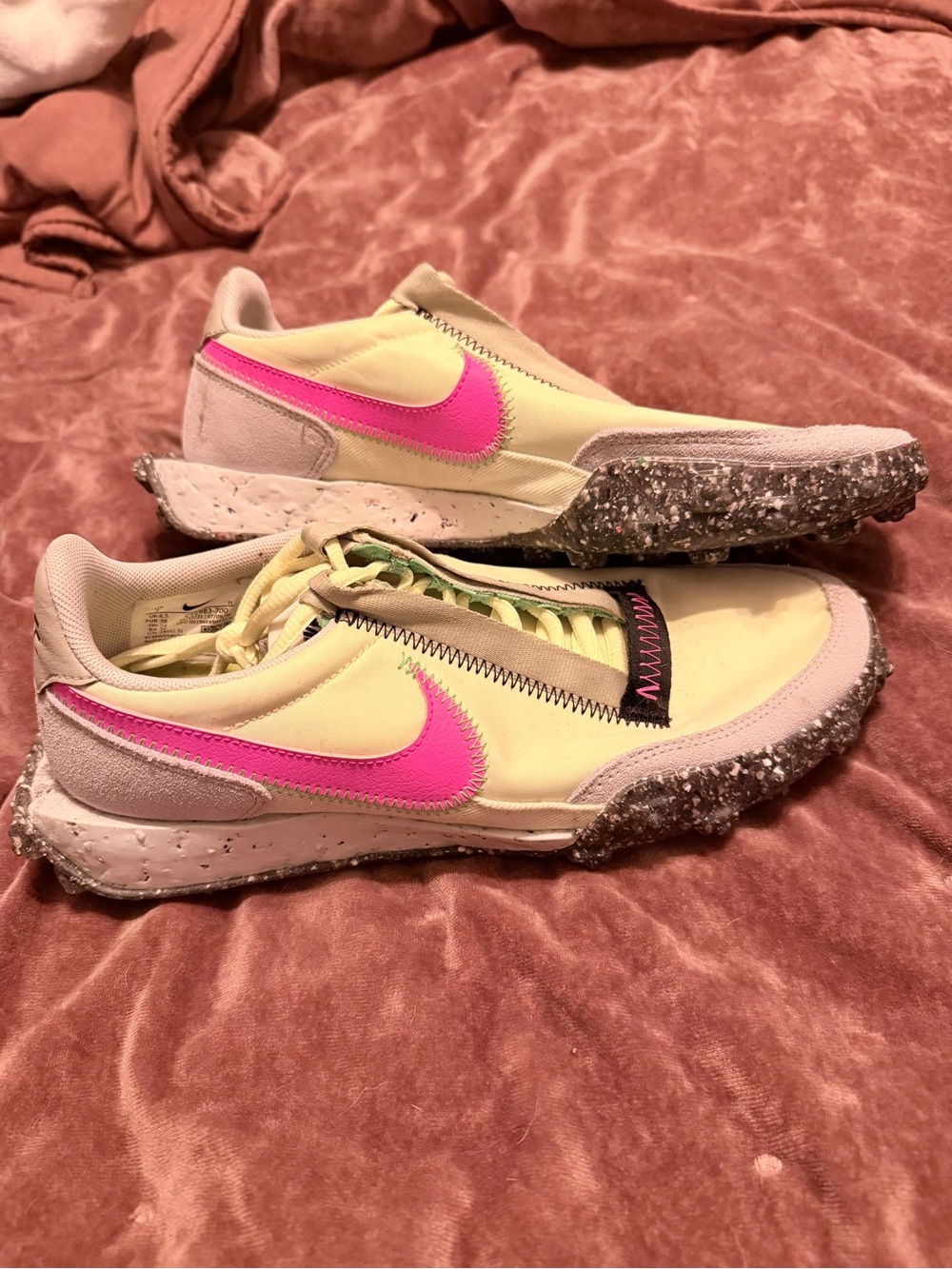 Nike Women’s Cream Sneakers with Hot Pink Swoosh